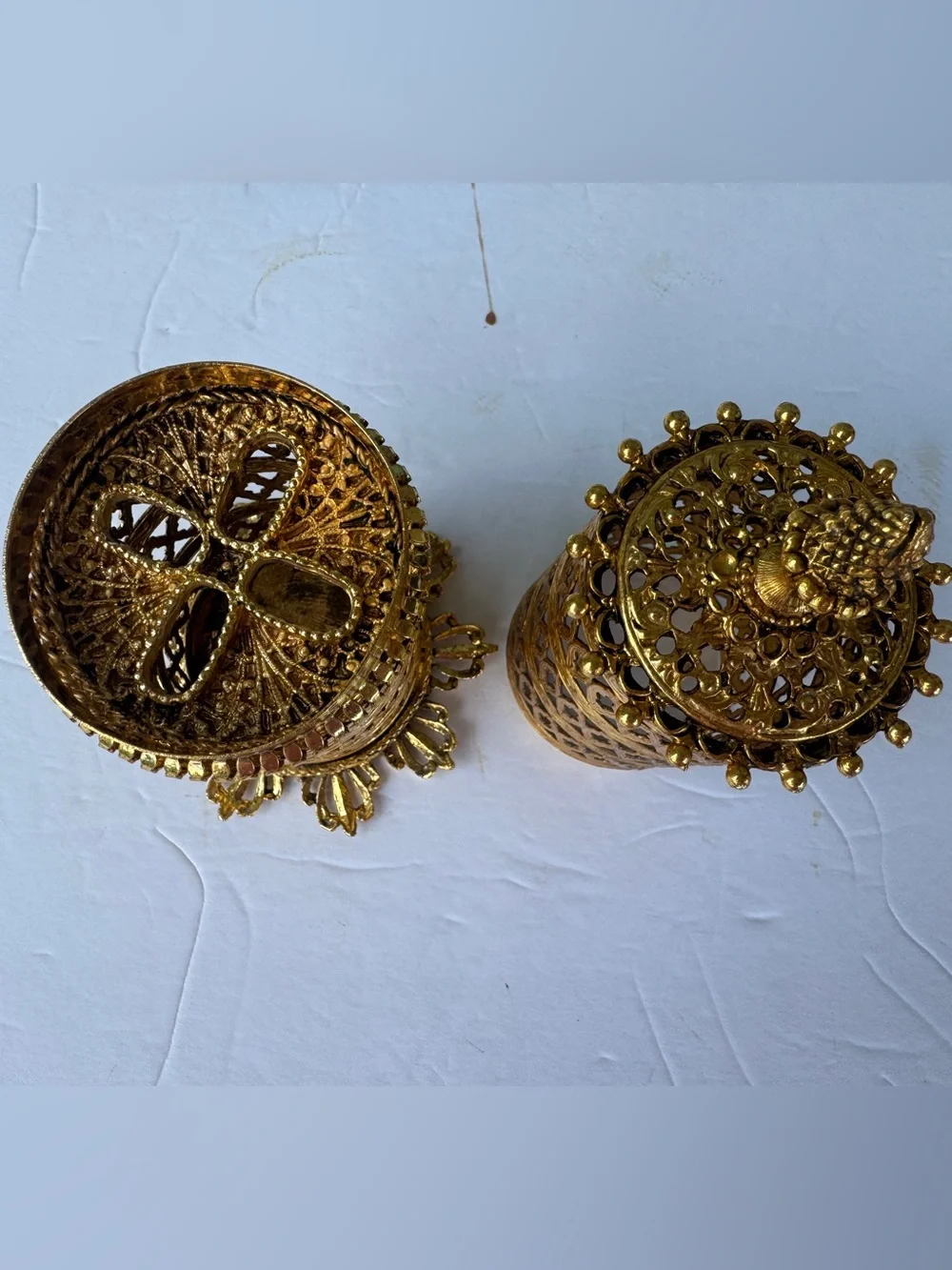 Vintage Hollywood Regency Gold Filigree Vanity Toothbrush Makeup Brush Holder 9”